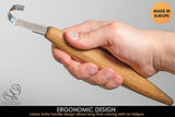 BeaverCraft Spoon Carving Hook Knife SK5s 2" - Double Sided Sharpening Curved Wood Carving Knife with Leather Sheath for Carving Spoons Bowls Cups BeaverCraft