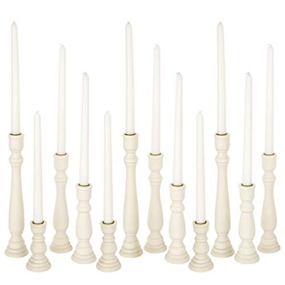 Koyal Wholesale Unfinished Wood Taper Candlestick Holders, 12 Pack Bulk Set, 4 Assorted Sizes, 11, 9, 6.75 and 4-Inches - WoodArtSupply