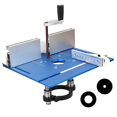 KETIPED Aluminium Router Table Insert Plate,Woodworking Benches 9.4x7.9x0.2 Inch Router Flip Plate with Miter Gauge Guide Aluminium Fence Sliding KETIPED