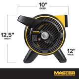 Master High Velocity Pivoting Head Blower Fan – Utility Air Mover for Drying or Ventilating Home or Construction Site. Daisy Chain Compatible Master