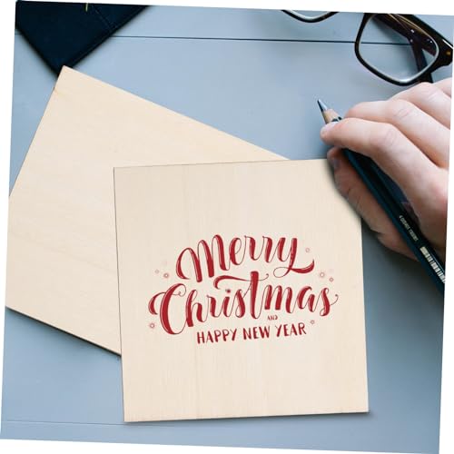 TEHAUX 20pcs Hollow Out Craft Cutout Natural Wooden Pieces Manual Label Blank Wood Crafts Wood Carving Square TEHAUX