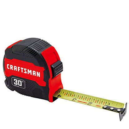 CRAFTSMAN 30-ft Tape Measure with Fraction Markings, Retractable (CMHT37445S) - WoodArtSupply