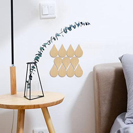 Amosfun Wooden Shape Cutouts Wood Water Drop Shape Discs Slices Wood Pieces Embellishment DIY Crafts Ornament Home Decorations Birthday Gift DIY 50mm Amosfun