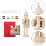 ARTIBETTER Christmas Wooden Unfinished Nutcracker Figurines Set DIY Blank Unpainted Nutcracker Puppet Walnut Soldier Figures Ornament Decoration for ARTIBETTER