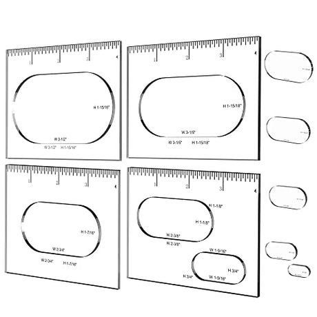 Monliful Pack of 4 Oval Inlay Template Set, Router Templates for Woodworking,Router Jig Templates Decorative Templates Monliful
