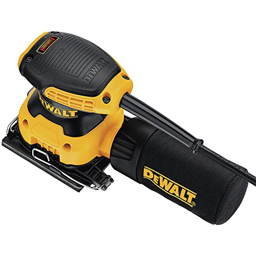 DEWALT Palm Sander, 1/4-Inch, 2.3 Amp, 14,000 OPM, Storage Bag Included, Corded (DWE6411K), Yellow - WoodArtSupply