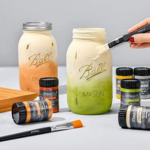 Magicfly 15 Pcs Chalk Paint Set, 9 Colors Ultra Matte Finish Acrylic Craft  Paint Set (60 ml/2 oz) with Liquid Wax, 2 Brushes, 3 Sandpapers, Chalk