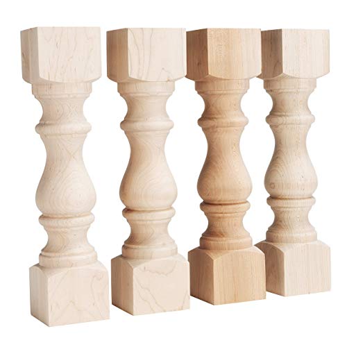 CAROLINA LEG CO. Maple Monastery Bench Legs - Replacement Coffee Table Legs - Unfinished - Set of 4 - Made in NC - Dimensions: 3.5" x 16" CAROLINA LEG CO.