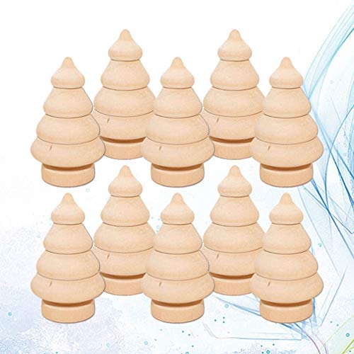 FOMIYES 10pcs Unfinished Mini Christmas Trees for DIY Crafts Wooden Unfinished Miniature Trees Drawing Doll Toy Wooden Peg Doll for Home Decoration FOMIYES