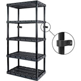 Gracious Living 5 Shelf Knect-A-Shelf Ventilated Extra Heavy Duty Storage Unit Organizer System for Home, Garage, Basement, and Laundry, Black Gracious Living