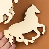 Pack of 12 Unfinished Wood Horse Cutouts - Wooden Western Rodeo Cowboy Cowgirl Galloping Mustang Horse Shapes for Team Mascot Favors, Crafts, and DIY Factory Direct Craft