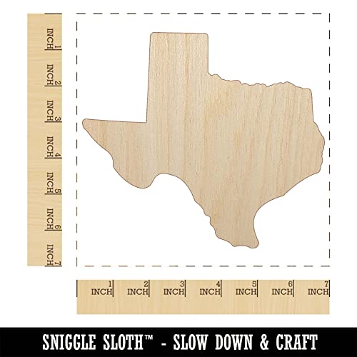 Texas State Silhouette Unfinished Wood Shape Piece Cutout for DIY Craft Projects - 1/4 Inch Thick - 6.25 Inch Size Sniggle Sloth