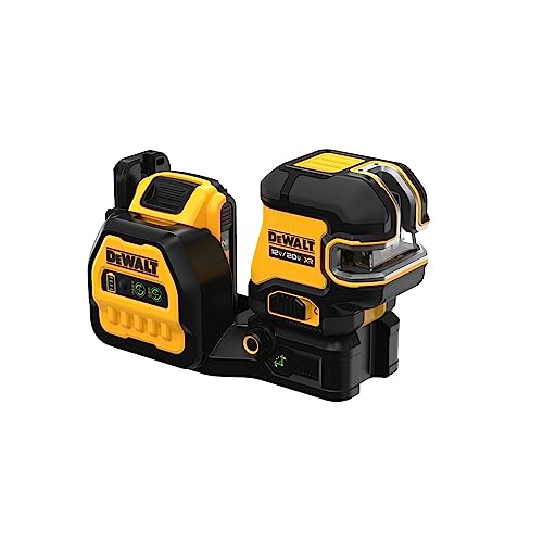 DEWALT 20V/12V MAX Laser Level, Cross Line Laser and 5 Spot Laser, Green, Bare Tool Only (DCLE34520GB),Yellow - WoodArtSupply