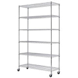FDW 18x48x82 inch Wire Shelving Unit with Wheels Steel 6 Tier Heavy Duty Layer Rack Storage Metal Shelf Garage Organizer Wire Rack Shelving FDW