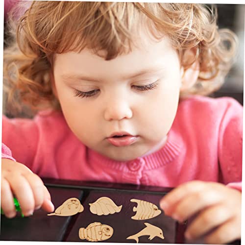 ABOOFAN 1000 Pcs Marine Life Wood Chips Wooden Sea Life Slices Wood Cutouts Ocean Animal Wooden Slices Unfinished Wood Animal Fish Cutouts Seahorse ABOOFAN