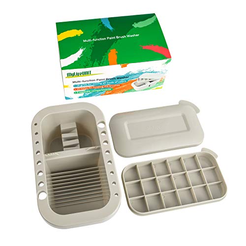 MyLifeUNIT Paint Brush Cleaner, Paint Brush Holder and Organizers with Palette for Acrylic, Watercolor, and Water-Based Paints (Grey) MyLifeUNIT