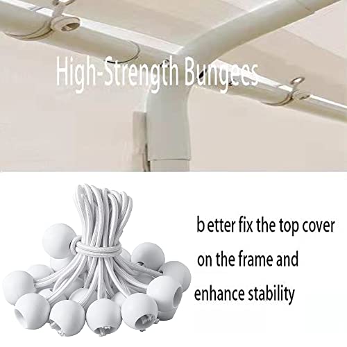 Rutile 12'x20' Carport Replacement Top Canopy Cover for Car Garage Shelter Tent Party Tent with Ball Bungees White (Only Top Cover, Frame is not