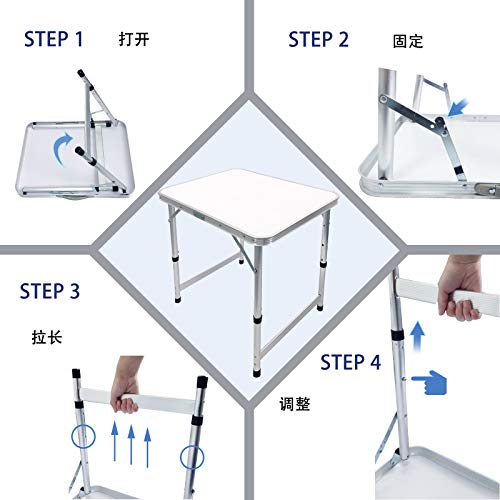 Camp Field Aluminum Folding Small Picnic Table, Adjustable Height Lightweight Portable Camping Table for Picnic Beach Outdoor Indoor (Medium) - WoodArtSupply