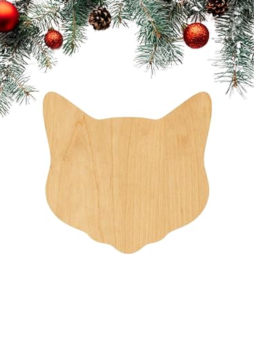 3 Pcs Cat Head Supply 3" Wooden Shape Ornaments Unique Unpainted Smooth Surface Unfinished Laser Cutout Wood Sheets Boards for Crafts 1/8 Inch Thick WoodArtSupply