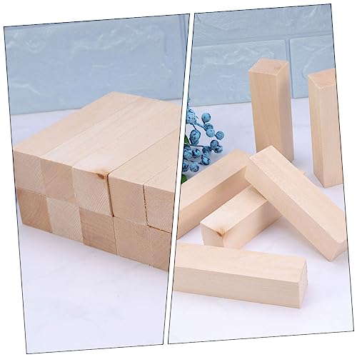 15pcs Carved Square Basswood Strips Drawing Wooden Cube Blank Craft Wood Wooden Blocks Cutouts Unfinished Wood Block Puzzle Making Block Oblong KONTONTY