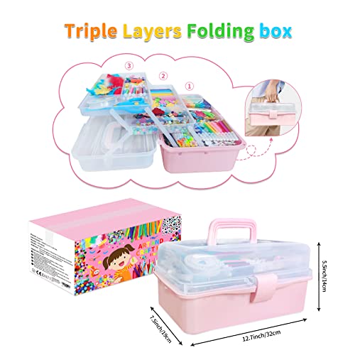 3000+ Itopstar Kids Arts and Crafts Supplies for Kids Girls Ultimate Crafting Supply Set in Portable 3 Layered Plastic Art Box All in One for Craft Itopstar