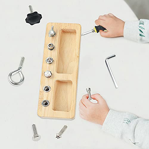 14 Pcs Kids Montessori Screwdriver Board Set, Wooden Screw Driver Activities Tools Montessori Toys for 3 4 5 Year Old, Basic Skills Educational Yowlieu