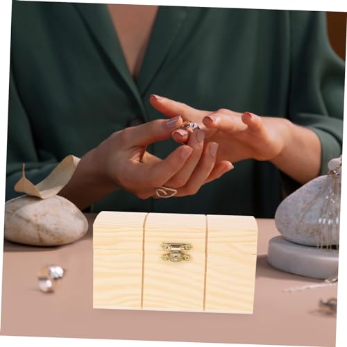 Holibanna Box plain wooden boxes Souvenir wooden wood boxes decorative lock gift box buckle jewelry boxes gift unfinished craft boxes ornaments Holibanna