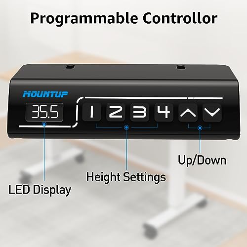 MOUNTUP 55x28 Inches Electric Height Adjustable Standing Desk, Sit Stand Desk with Memory Controller, Ergonomic Stand Up Desk for Home Office MOUNTUP