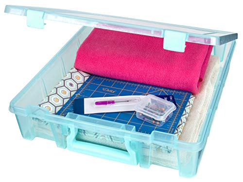 ArtBin 6955AA Super Satchel 1-Compartment Box, Art & Craft Organizer, 1-Pack, Translucent Aqua - WoodArtSupply