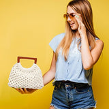 WEBEEDY Macrame Bag DIY Kit for Adults Macrame Kit for Beginners Macrame Purse DIY Kit for Women/Girl Macrame Handbag with Wooden Handle Hobbies WEBEEDY