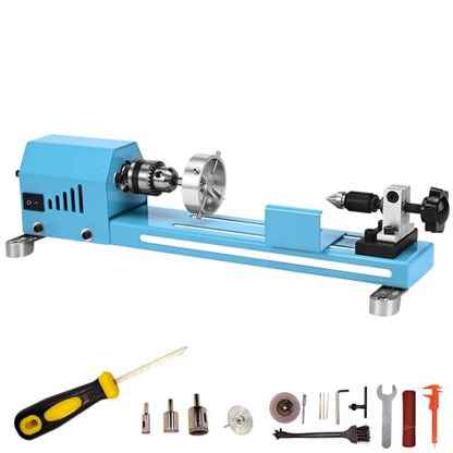 Mini Wood Lathe Machine Multi-Purpose Type Desktop Lathe Supports Wood Sawing, Polishing, Grinding The Professional Set Of Accessories Comes With