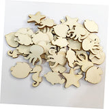 Garneck 50pcs Pieces Crafts for Kids Blank Wooden Animals Wood Octopus Ocean Animals Wood Cutouts Unfinished Wood Cutouts Hangers to Decorate Wooden Garneck
