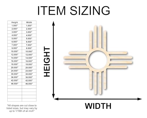 Unfinished Wood Zia Shape - Craft - up to 36" DIY 24" / 1/4" - WoodArtSupply