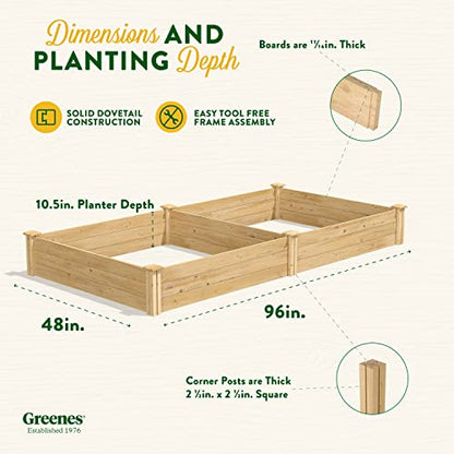 Greenes Fence Original Cedar Raised Garden Bed, 4' x 8' x 10.5" - Made in USA with North American Cedar