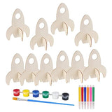 Aosekaa Unfinished Wooden Cutouts Wood Slices Ornaments Decor DIY Projects Rockets Wood Shapes for Scrapbook Woodworking Supplies DIY - 10pcs, Aosekaa