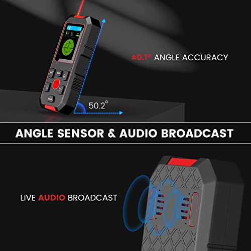 KOLSOL Stud Finder with 196ft Laser Measure, 3 in 1 Electric Wall Scanner Sensor with ±0.1° Digital Level Lithium Battery, LCD Studs Detector Audio KOLSOL