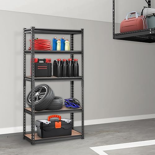 VEVOR Storage Shelving Unit, 5-Tier Adjustable, 2000 lbs Capacity, Heavy Duty Garage Shelves Metal Organizer Utility Rack, Black, 30" L x 12" W x 60" - WoodArtSupply