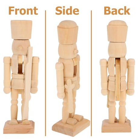 MAGICLULU 3Pcs Christmas Wooden Unfinished Nutcracker Wooden Nutcracker to Paint Unpainted Nutcracker for Christmas Decor DIY Craft MAGICLULU