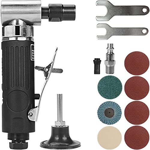 BAIWEN 1/4" Right Angle Air Die Grinder - 90 Degree Heavy Duty 20,000 RPM Compressed Sander Polisher Tool for Contour Grinding, Polishing, Milling, Baisiky
