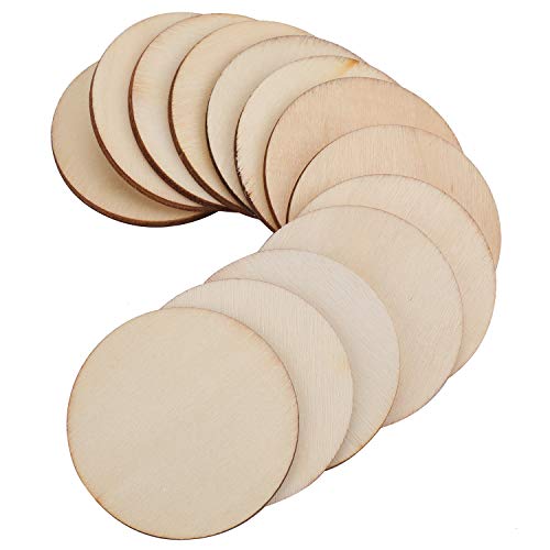 Foraineam 200 Pieces Wood Craft Circle Cutouts 2 Inch Round Natural Wooden Disc Circles Unfinished Slices for Craft Supplies, Decoration, Painting, Foraineam