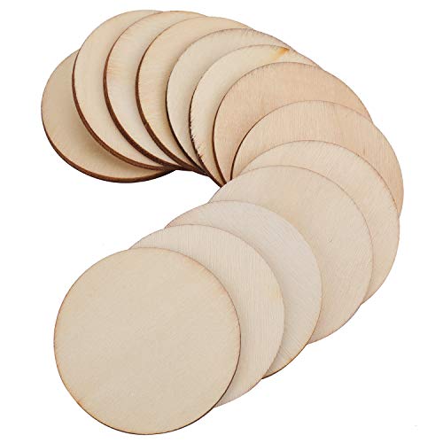 Foraineam 200 Pieces Wood Craft Circle Cutouts 2 Inch Round Natural Wooden Disc Circles Unfinished Slices for Craft Supplies, Decoration, Painting, - WoodArtSupply