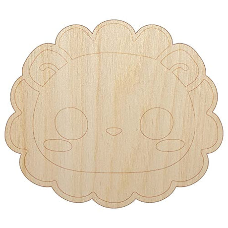 Charming Kawaii Chibi Lion Face Blushing Cheeks Unfinished Wood Shape Piece Cutout for DIY Craft Projects - 1/4 Inch Thick - 6.25 Inch Size Sniggle Sloth