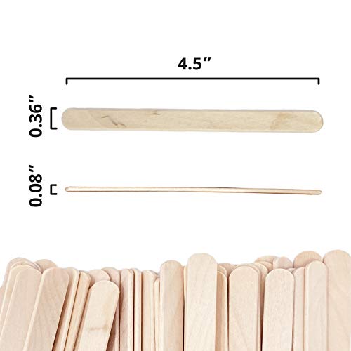Makerstep 200 Natural Wood Craft, Popsicle Sticks for Crafts 4.5 Inch, Waxing Spatulas, Epoxy Resin Stirring, Ice Cream Candy Making and Garden Makerstep