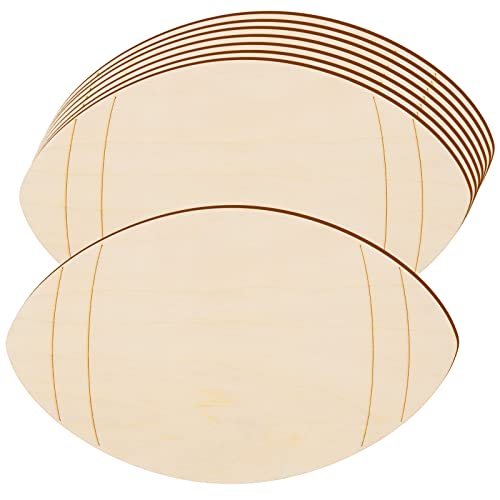 8 Pcs Wooden Football Cutouts Unfinished Wood Sports Themed Cutout Blank Wooden Football Shape Wood Hanging Slice Ornaments for DIY Crafts Door AWIZOM