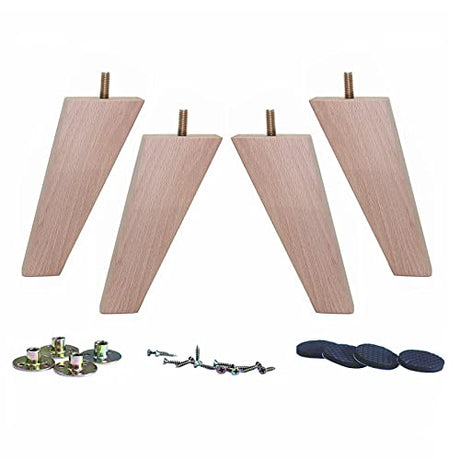 WEICHUAN Unfinished Beech Wood Tapered Replacement Sofa Couch Chair Ottoman Loveseat Coffee Table Cabinet Wood Furniture Feet Furniture Wood WEICHUAN