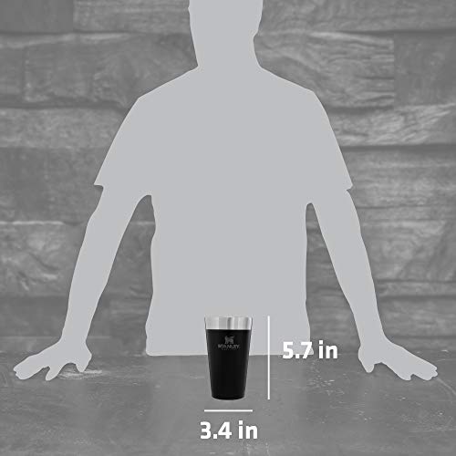 STANLEY Adventure Inulsated Stacking Beer Pint Glass, 16oz Stainless Steel Double Wall Rugged Metal Drinking Tumbler (Matte Black) - WoodArtSupply