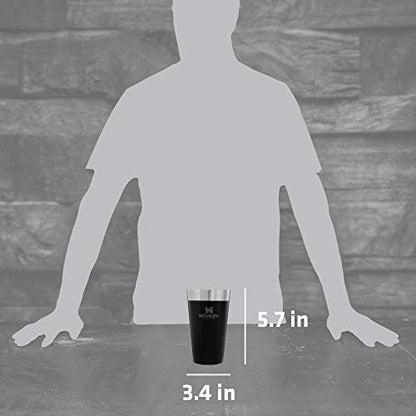 STANLEY Adventure Inulsated Stacking Beer Pint Glass, 16oz Stainless Steel Double Wall Rugged Metal Drinking Tumbler (Matte Black) - WoodArtSupply