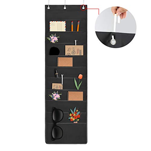 HAOHAN 10 Pockets Over Door Hanging Wall File Organizer, Oxford Cloth Storage Pocket Chart for Magazines, Pens, File Folders in Office and School