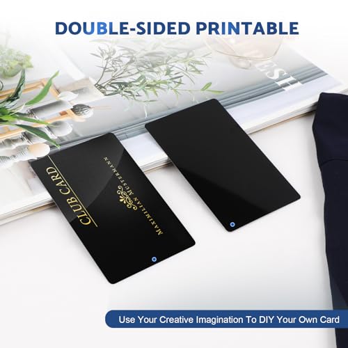 300 Pack Metal Business Cards Laser Engraving Blanks,Black Anodized Aluminum Blanks Name Card,for Laser Engraving DIY Cards, Gift Cards,VIP VZZNN