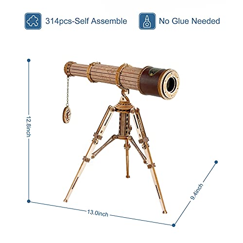 ROBOTIME 3D Puzzles Wooden Craft Kits for Adults DIY Model Monocular Telescope Kit to Build Decent Gift for Adults and Teens - WoodArtSupply